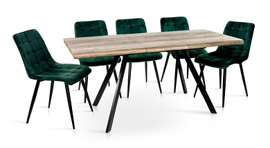 Стіл обідній розкладний Метрополь 120/160*80 см чорний/штучний шпон MDF ТМ МіксМеблі, фото 3