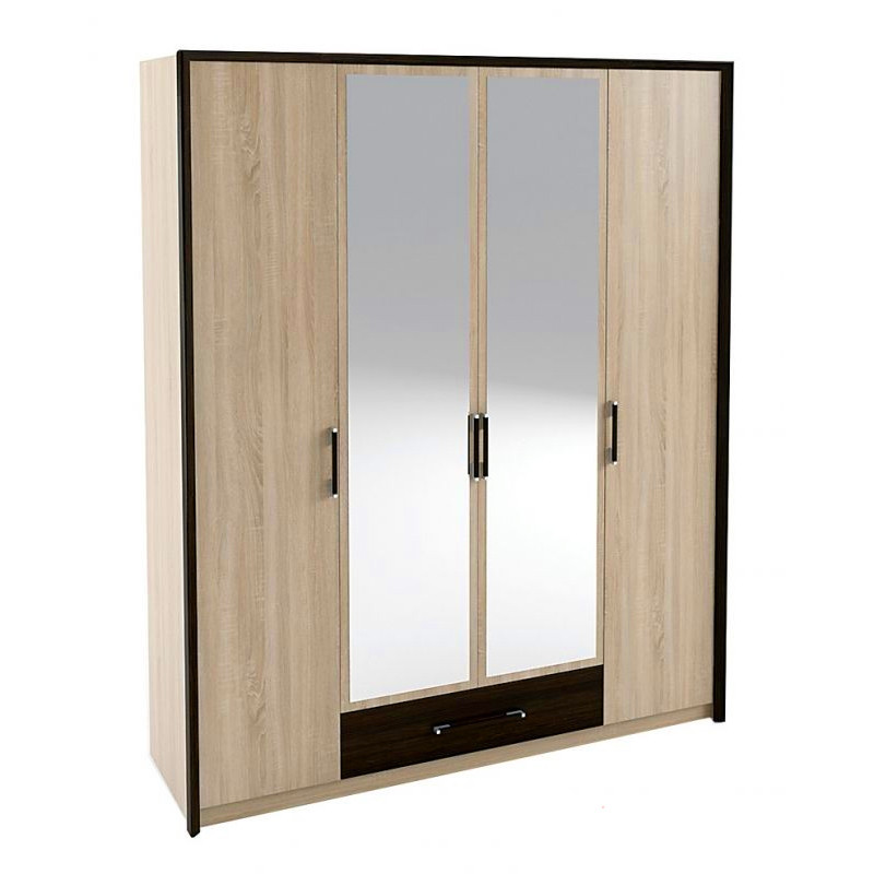 Розпашна чотирьохдверна шафа 180 см з дзеркалом двома штангами полицями для одягу в спальню Скарлет Сокме