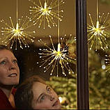 Гірлянда вулична феєрверк 5 пучків 600 led 5 м, Новорічні гірлянди для прикраси будинку, Гірлянди занавіса, фото 6