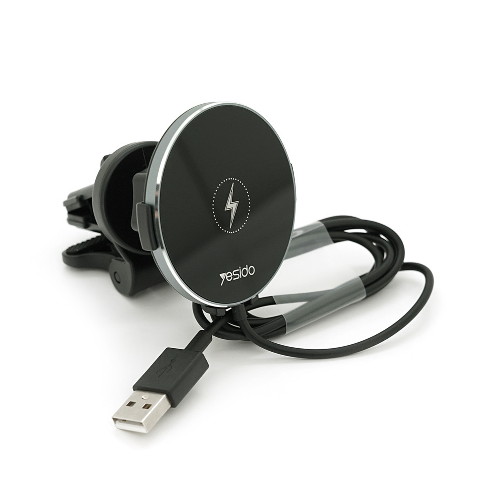 Автотримач Yesido C131+ Wireless Charging 15W, кріплення на решітку, магніт, Black, Box SL-1