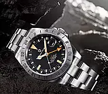 Водонепроникний чоловічий механічний годинник з автопідзаводом Pagani Design PD-1693 Silver-Black-Orange, фото 5