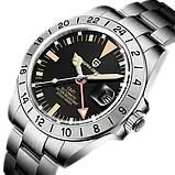 Водонепроникний чоловічий механічний годинник з автопідзаводом Pagani Design PD-1693 Silver-Black-Orange, фото 2