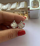 Срібні сережки конюшина перламутр ( д.13), фото 6