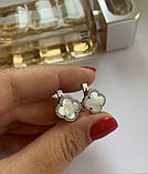 Срібні сережки конюшина перламутр ( д.13), фото 7