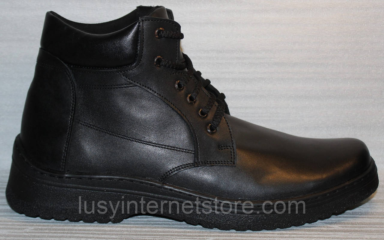 Черевики чоловічі зимові на шнурках чорні від виробника модель АМ250, фото 1