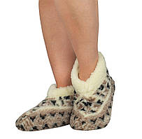 Чуні тапочки жіночі низькі з вовни мериносової овчини з білим верхом із візерунком «Вишиванка» 40-41