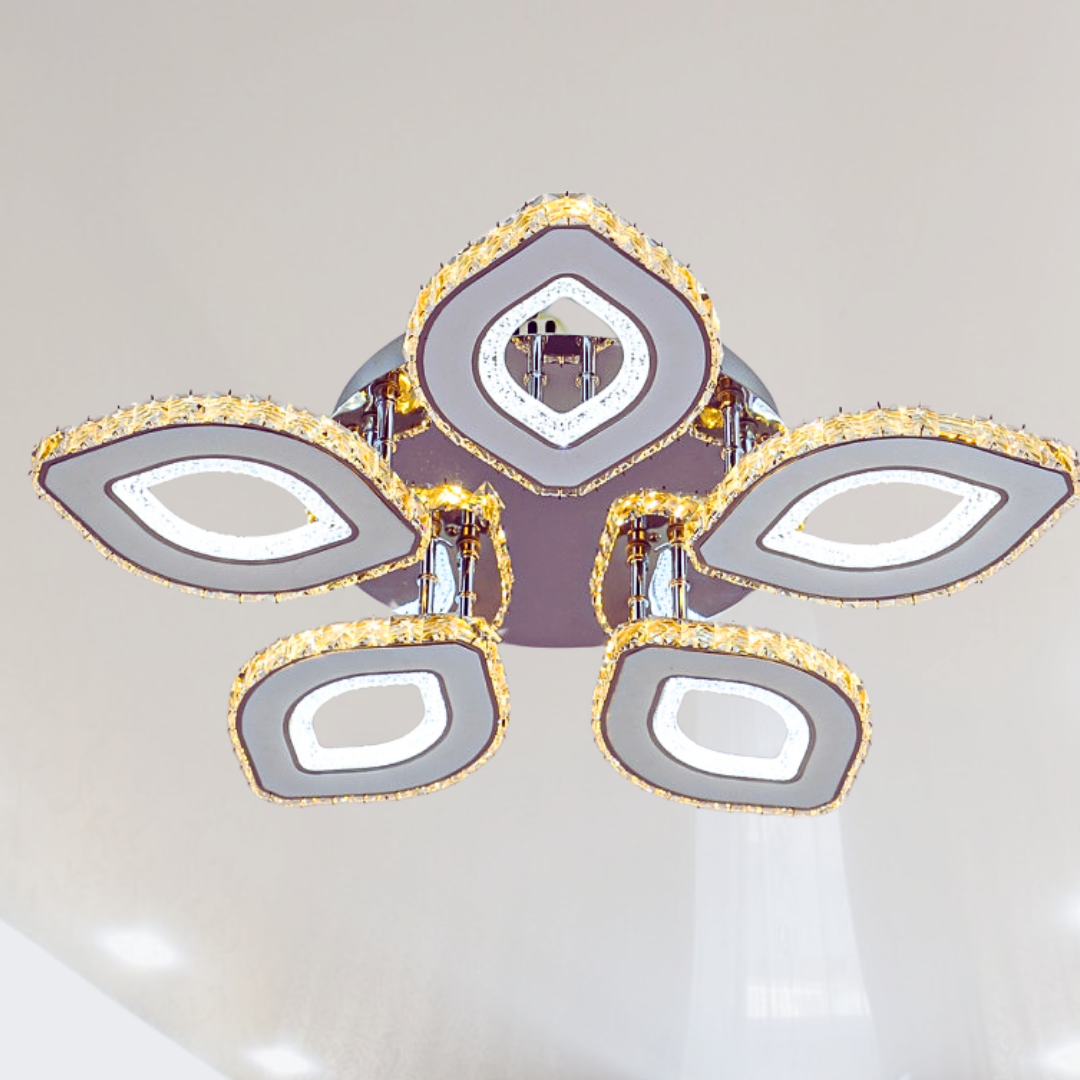 Люстра стельова з кристалами F+Light 192W до 30 кв.м колір Хром FP-23506-5H-RGB
