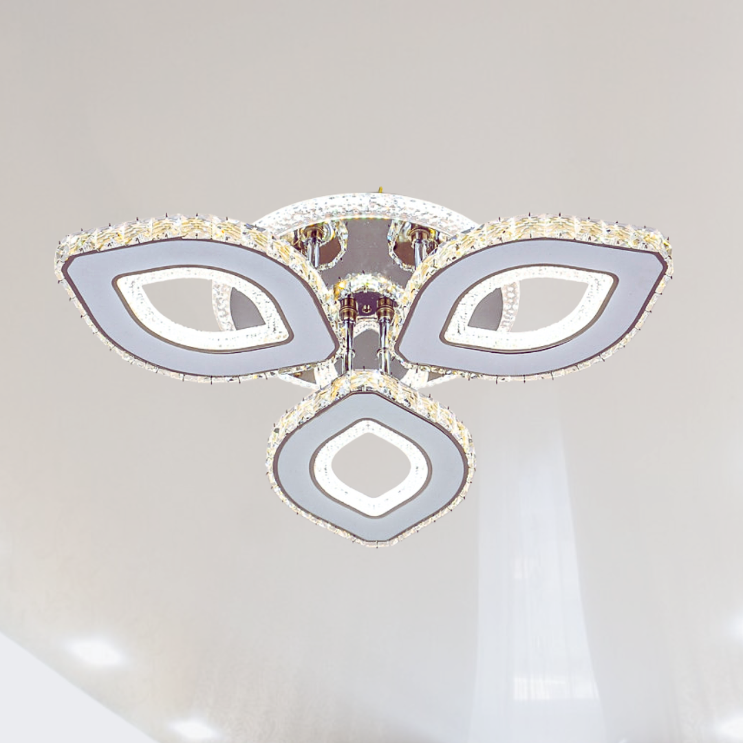 Led люстра кристальні пелюстки F+Light 120W до 15 м² колір Білий + Хром FP-23506-3H-RGB, фото 1