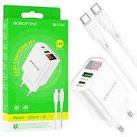 Универсальное зарядное устройство Borofone BA78A от сети для USB-устройств на 2 порта с дисплеем (PD20W+QC3.0)