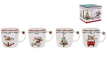 Кухоль порцеляновий Happy Holidays, 4 дизайну, 360мл