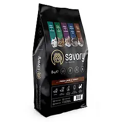 Сухий корм для котів з чутливим травленням Savory 8 кг ягня та індичка