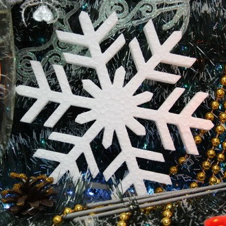 Сніжинка 15 см Товщ 1,8см № 004 із пінопласту середня від 10 шт