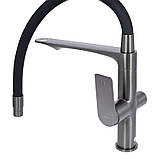 Змішувач для кухні Qtap Vlasta New з гнучким виливом з підключенням для питної води QTVLA364GMB45649 Gunmetal, фото 4