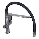 Змішувач для кухні Qtap Vlasta New з гнучким виливом з підключенням для питної води QTVLA364GMB45649 Gunmetal, фото 5