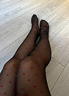 Колготки 20 ден з червоними сердечками Giulia Lovers 20 чорні 2 3 4, фото 7