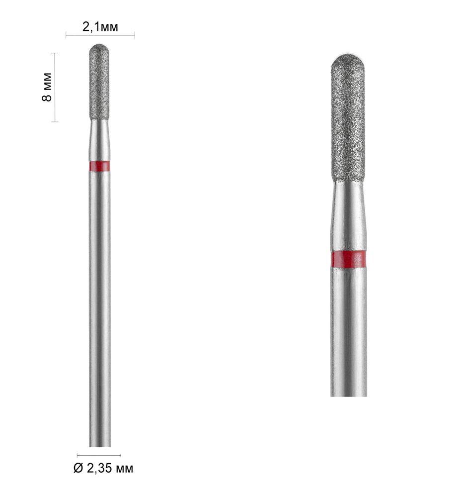Фреза алмазна Ø 2.1 мм 141 закруглений циліндр, червона насічка 514-021 DLX, фото 1