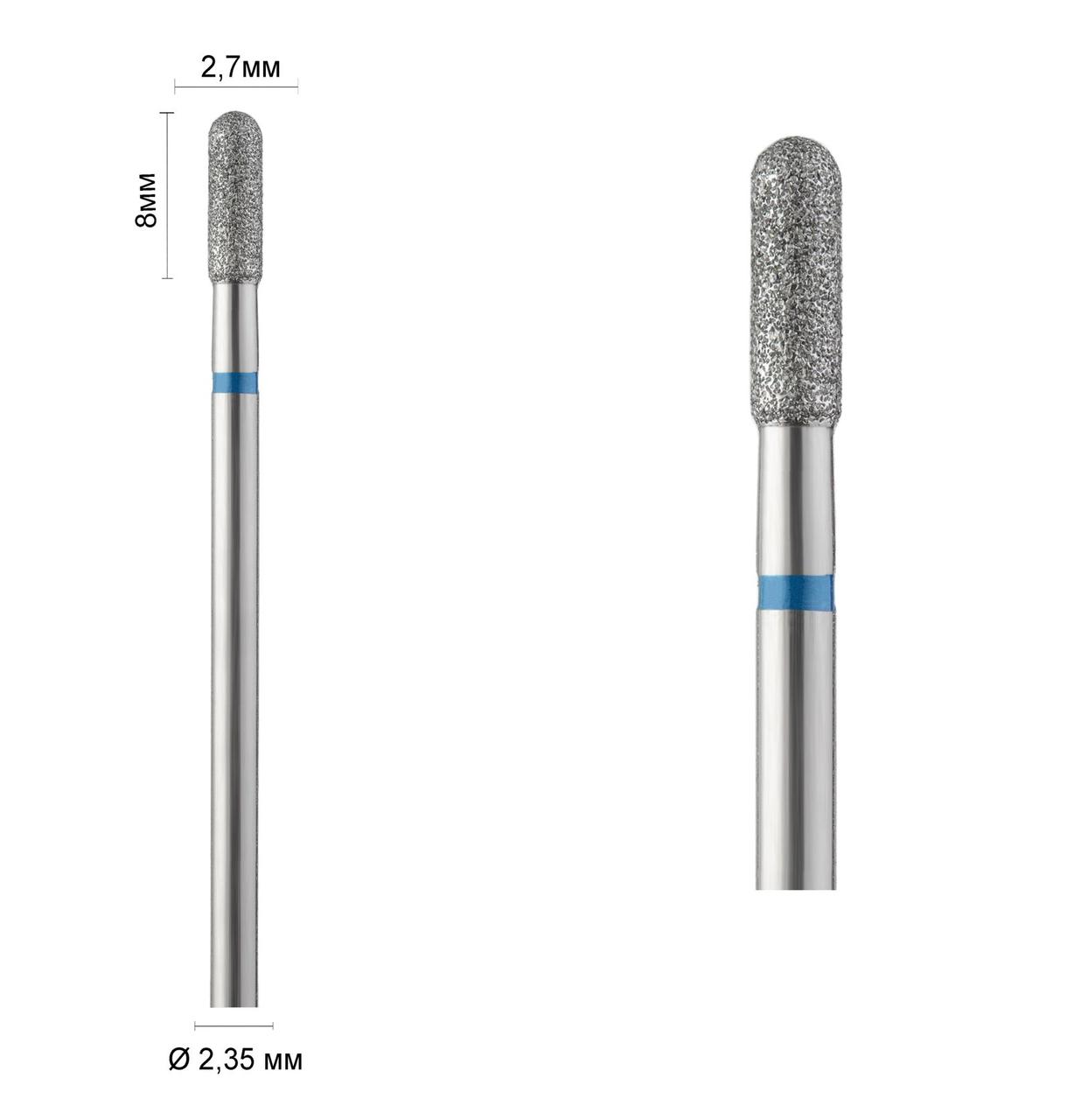 Фреза алмазна Ø 2.7 мм 141 закруглений циліндр, синя насічка 524-027 DLX, фото 1