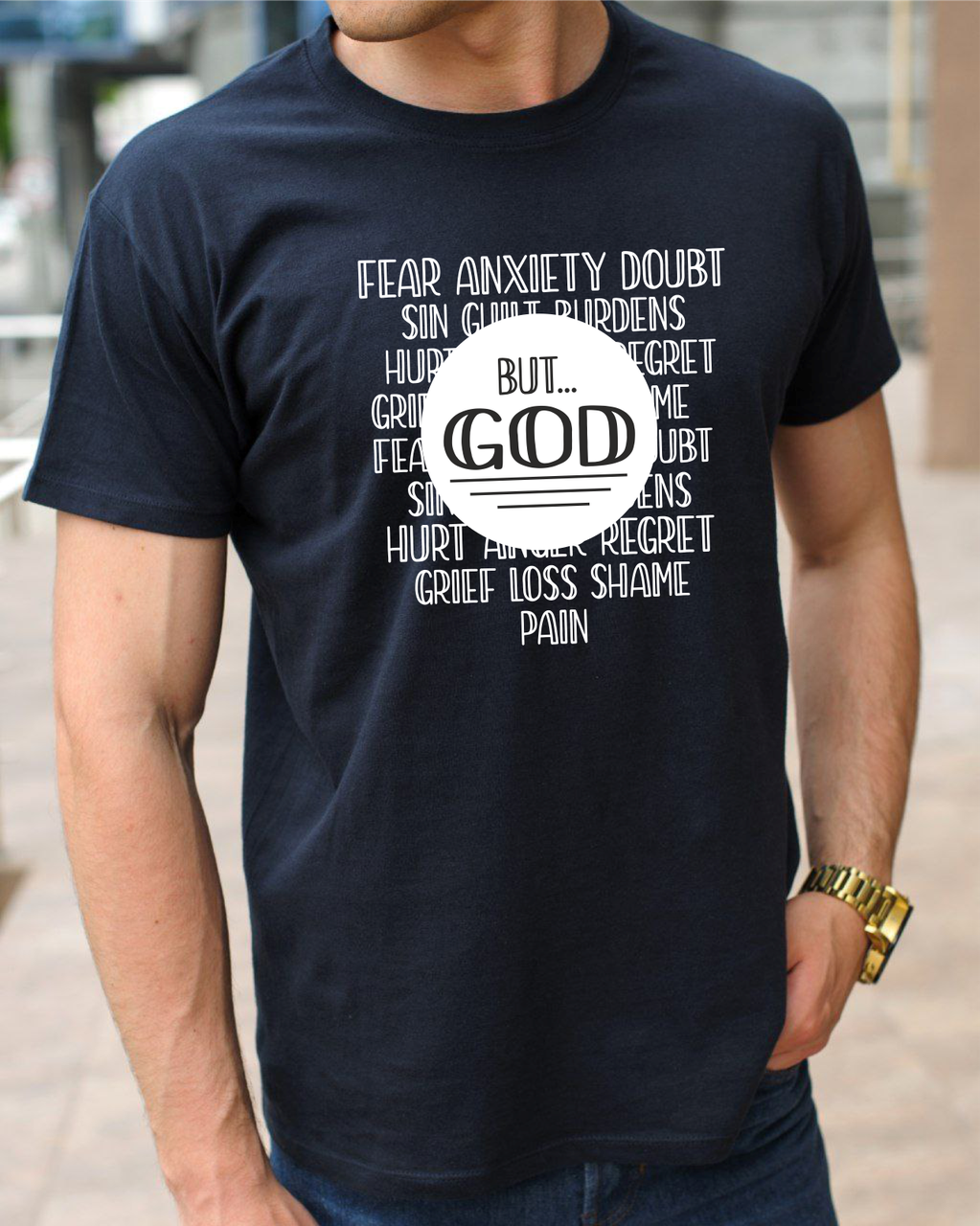 Футболки з християнською символікою But God (Але Бог), православні релігійні бавовняні х/б розмір S, фото 1