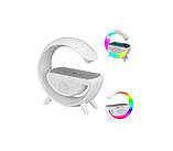 Настільна лампа з Bluetooth колонкою і безпровідною зарядкою BT-2301/XL-539 White, фото 2