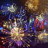 Гірлянда вулична феєрверк 5 пучків 600 led 5 м, Новорічні гірлянди для прикраси будинку, Гірлянди занавіса, фото 8