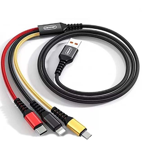 Кабель Denmen D02E 3in1 Micro + Lightning + Type-C Кабель 3в1, фото 3