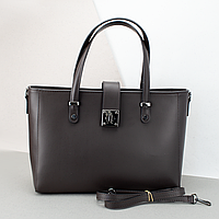 Сумка жіноча шкіряна для документів А4 шоколадна Virginia Conti 01738 офісна