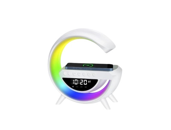 Настільна лампа з безпровідною зарядкою і bluetooth колонкою BT-3401 White