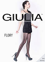 Колготки 40 ден з візерунком збоку Giulia Flory 40 чорні 2 розмір, фото 3