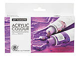 Акрилові фарби з блискітками для малювання Art Rangers Acrylic glitter набір 8 кольорів 22 ml., фото 6