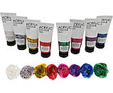 Акрилові фарби з блискітками для малювання Art Rangers Acrylic glitter набір 8 кольорів 22 ml., фото 7