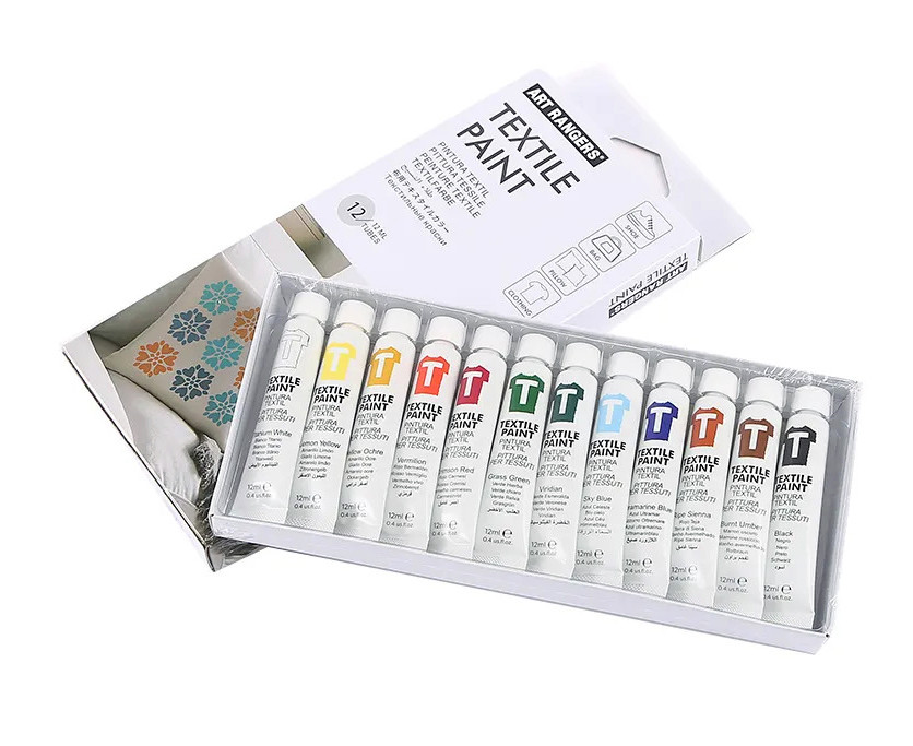 Акрилові фарби для розпису тканин Art Rangers Textile Paint 12 кольорів по 12 ml., фото 1