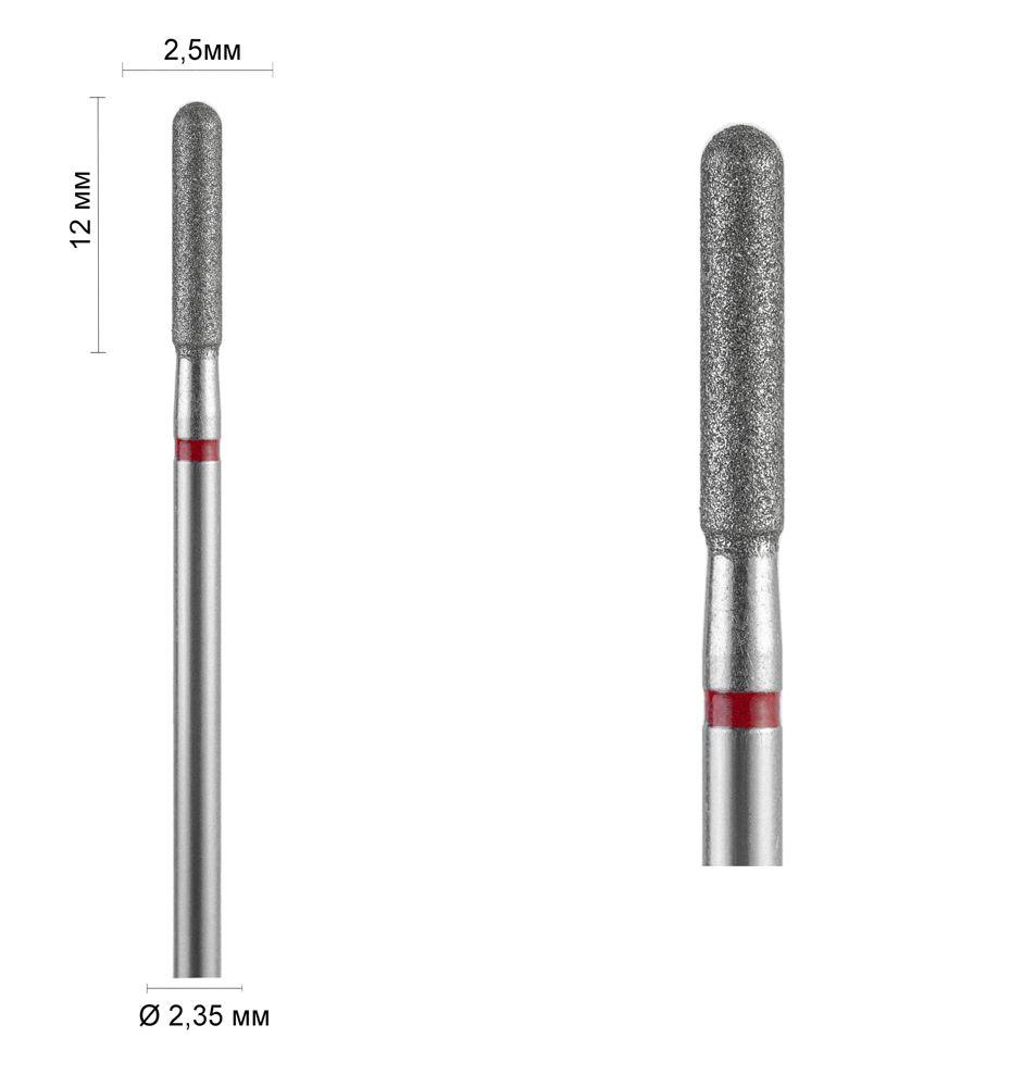 Фреза алмазна Ø 2.5 мм 143 закруглений циліндр, червона насічка 514-025 DLX, фото 1