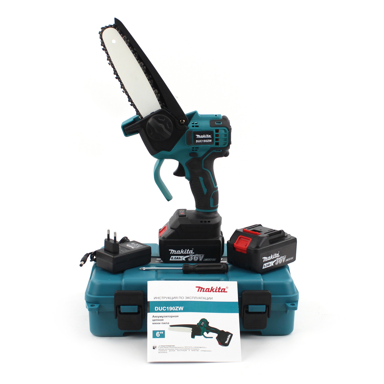 Акумуляторна міні-пила Makita DUC190ZW (36V, 6Аh, шина 20 см) Китай. З напівавтоматичним змащенням ланцюга
