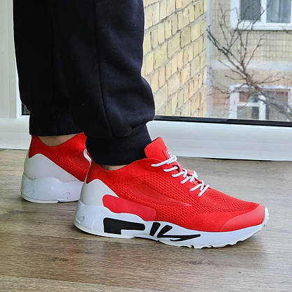 Кросівки FILA Mind One RED / white текстильні червоні на білій високій підошві з білими шнурками, фото 3
