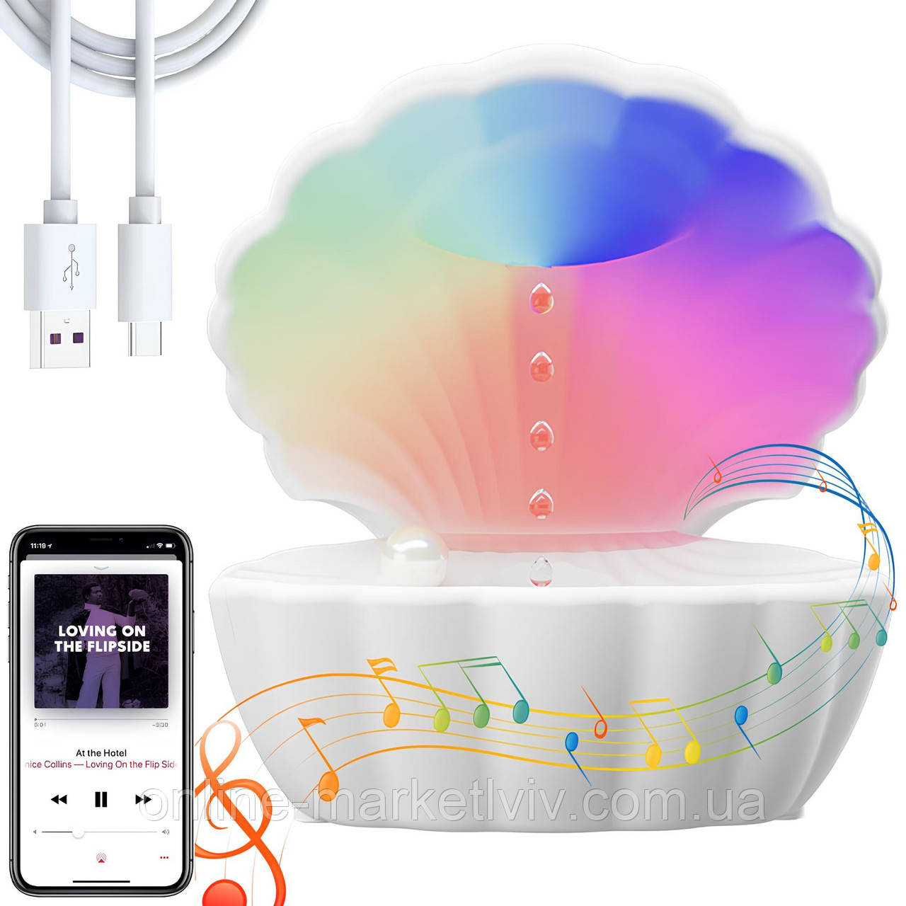 Зволожувач повітря з RGB підсвічуванням Bluetooth, USB, Y17 / Нічник зволожувач / Антигравітаційний зволожувач