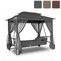 Гойдалка садова JUST GARDEN PANAMA + павільйон з москітною сіткою для дачі саду W_2339