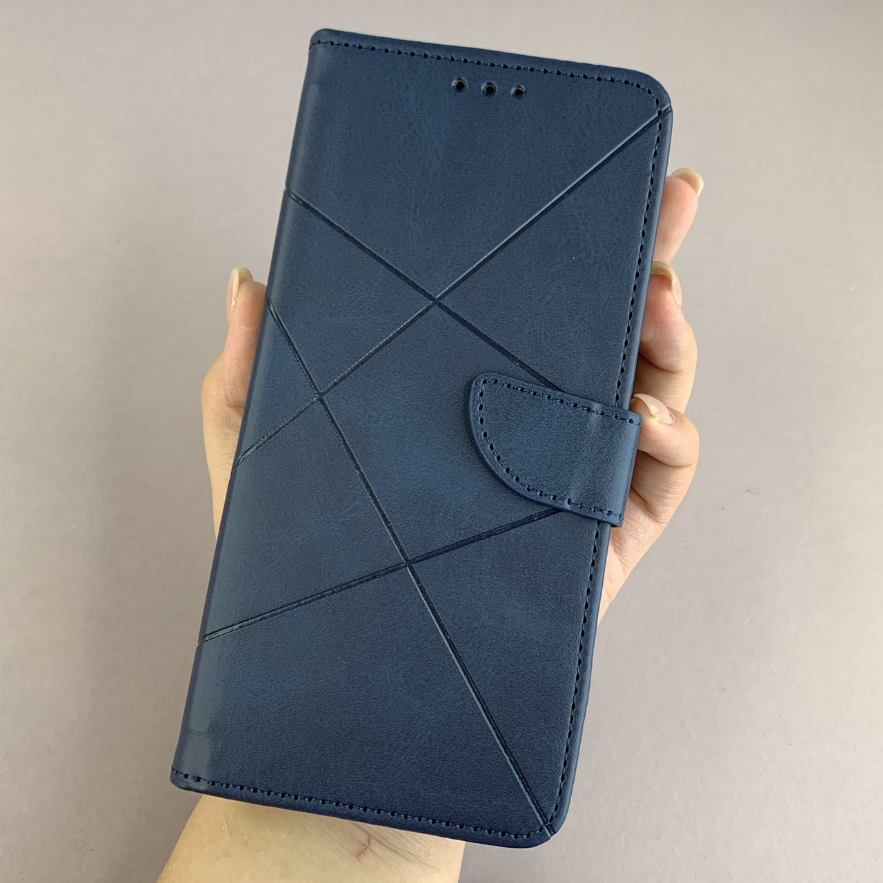 Чохол-книга для Xiaomi Redmi 9A книжка з хлястиком в смужку на телефон сяомі редмі 9а синя d8w