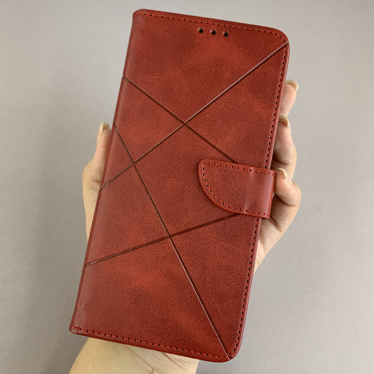 Чохол-книга для Xiaomi Redmi 9 книжка з хлястиком в смужку на телефон сяомі редмі 9 червона d8w