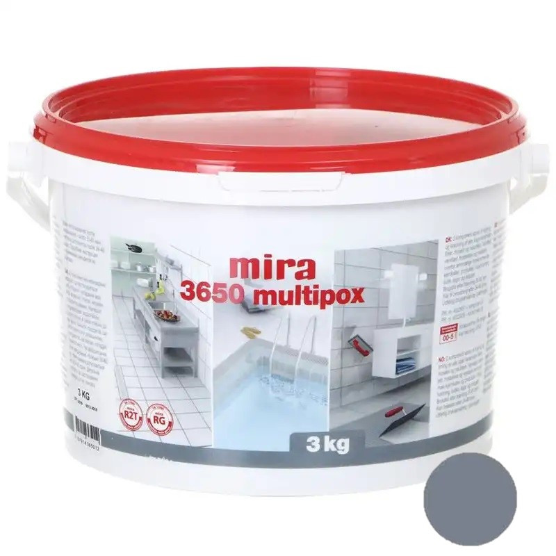 Mira 3650 multipox двокомпонентна епоксидна фуга для швів сіра 3 кг, фото 1