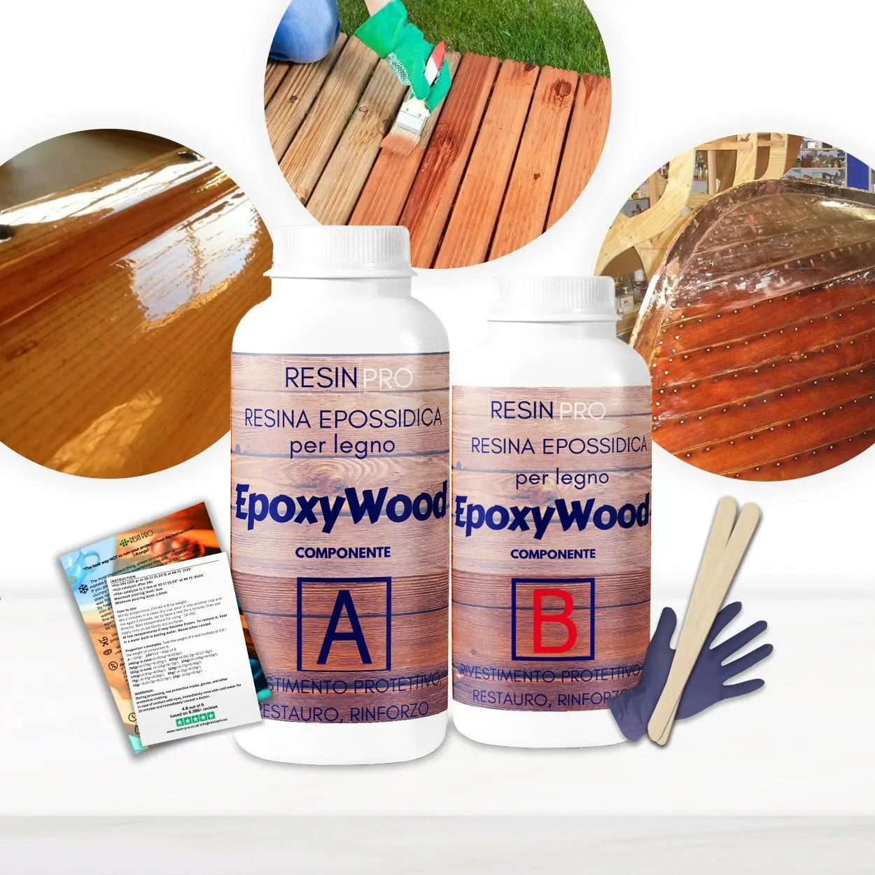 Епоксидна смола для дерева «EPOXYWOOD» – захисне покриття, відновлення, зміцнення. Уп. 1,5 кг