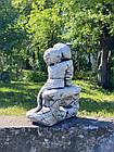 Садова фігура, скульптура, статуетка пара дітей на лавці для декору саду з цементу, ручної роботи 33 см, фото 4