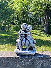 Садова фігура, скульптура, статуетка пара дітей на лавці для декору саду з цементу, ручної роботи 33 см, фото 5