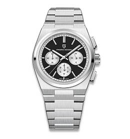 Водонепроникний чоловічий кварцовий годинник з хронографом Pagani Design PD-1761 Silver-Black