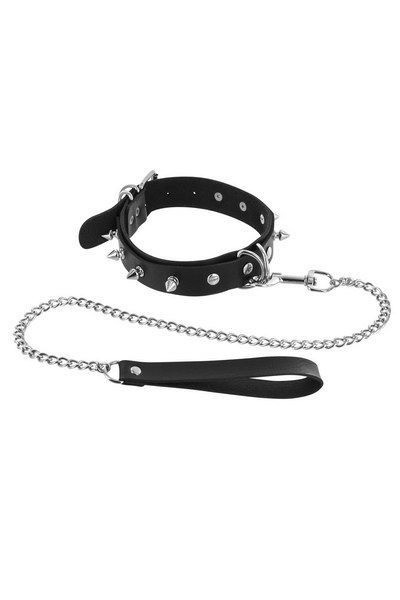 Нашийник із шипами та з повідцем Fetish Tentation Spikes and Leash, фото 1