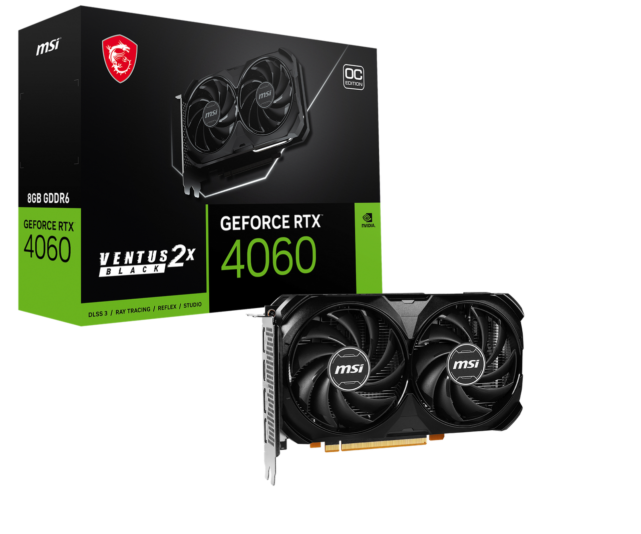 Відеокарта GeForce RTX 4060 8GB MSI Ventus 2X Black OC (RTX 4060 VENTUS 2X BLACK 8G OC)