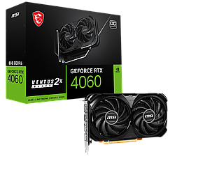 Відеокарта GeForce RTX 4060 8GB MSI Ventus 2X Black OC (RTX 4060 VENTUS 2X BLACK 8G OC), фото 1