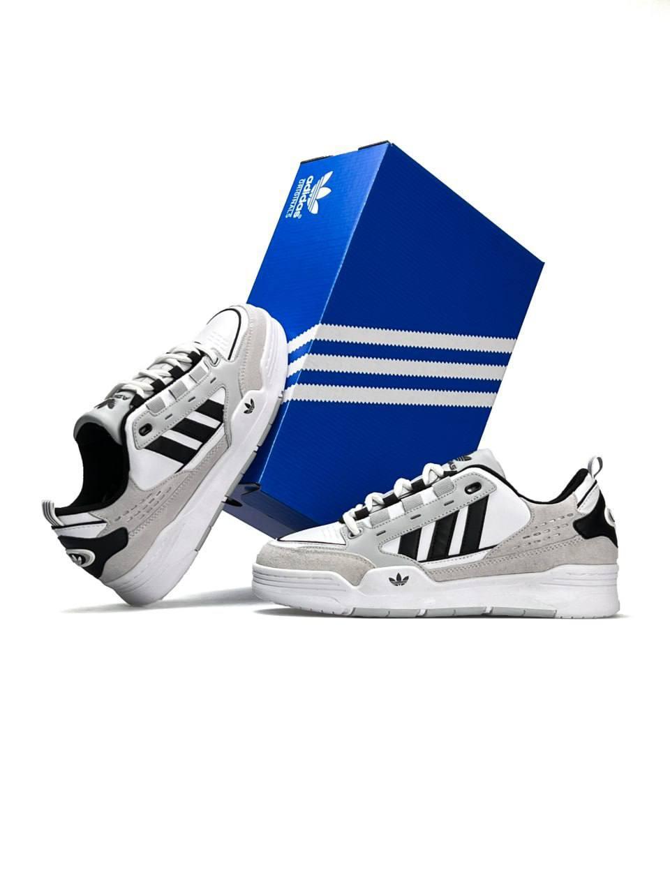 Чоловічі кросівки шкіряні замша Adidas Originals ADI2000 Grey White Black, кеди Адідас сірі. Чоловіче взуття