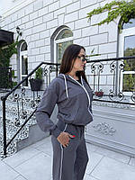 Жіночий стильний спортивний сірий костюм на осінь турецька двонить для спорт залу модний хорошої якості легкий хб