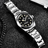 Водонепроникний чоловічий механічний годинник з автопідзаводом Pagani Design PD-1692 Silver-Black-Orange, фото 4