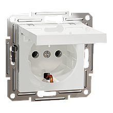 Розетка Schneider-Electric Asfora з кришкою, з заземленням без рамки біла EPH3170121